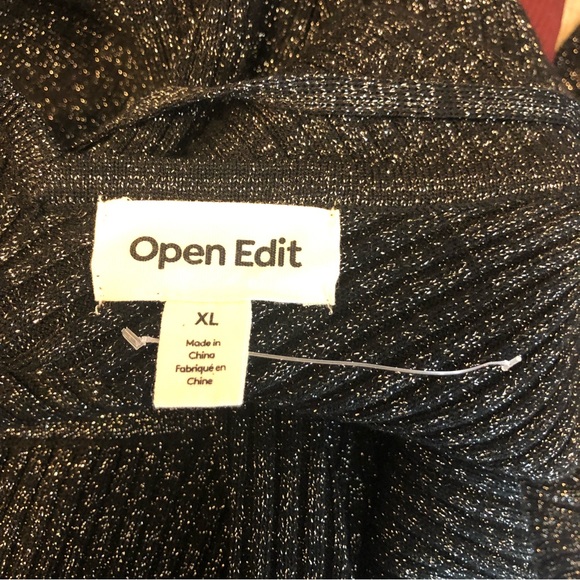 Open Edit Woman Sparkle Black Double V Cut Out Mini Dress Size XL NWT #k23 - Picture 5 of 6